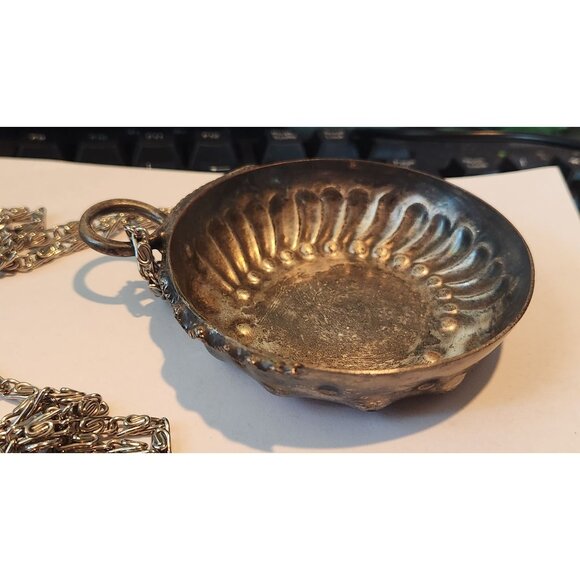 Sommeliers tasting cup with Chain 45"  Snake Design Thumb Ring  shallow silver - Picture 4 of 14